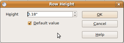 Row Height dialog